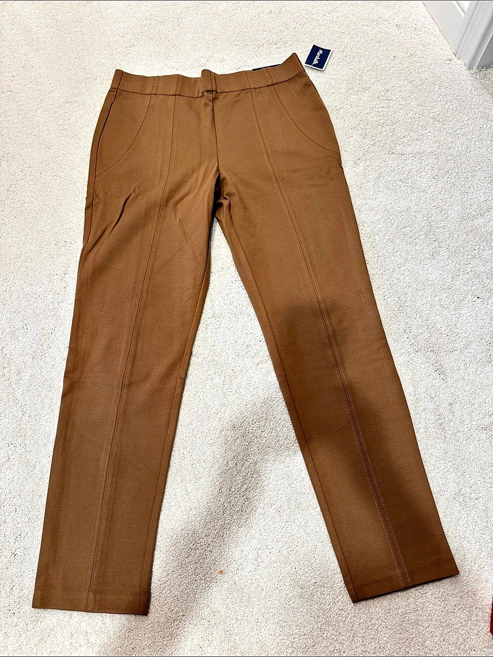 Jones New York Narrow Leg Mid Rise Ponte Pants Brown Large